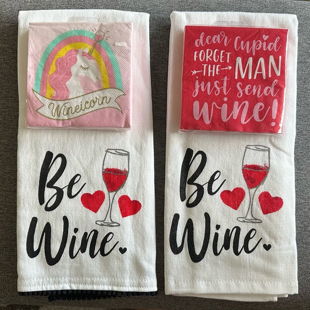 Valentine’s Day Be Wine Dish Towels